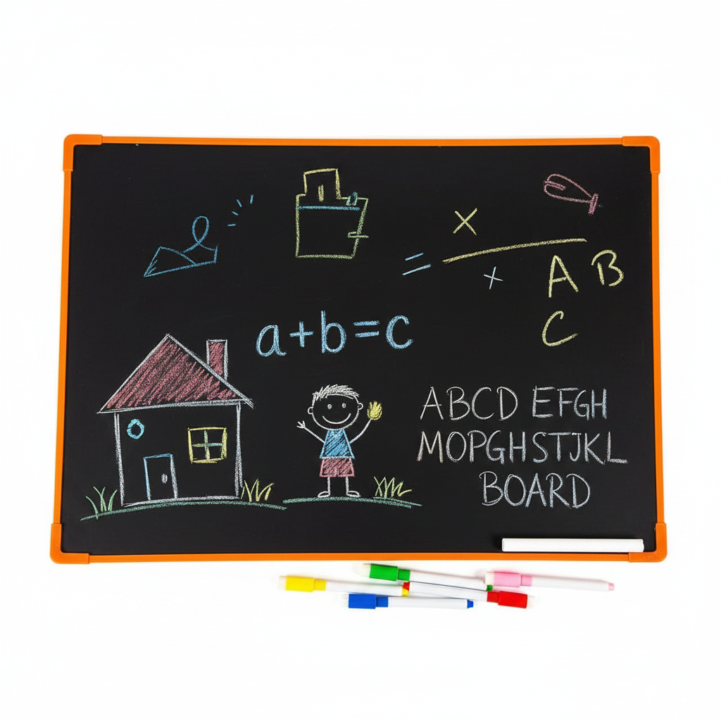 Black Chalkboard Side with Chalk Writing