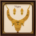 Keshnova Premium Gold Plated Designer Necklace Set with Earrings | Ethnic Bridal Jewelry for Women & Girls