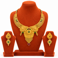 Keshnova Premium Gold Plated Designer Necklace Set with Earrings | Ethnic Bridal Jewelry for Women & Girls