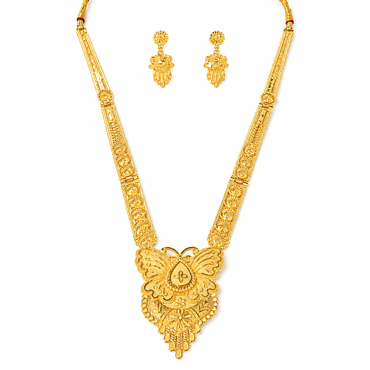 Keshnova Gold Plated Butterfly Pendant Necklace Set with Matching Earrings
