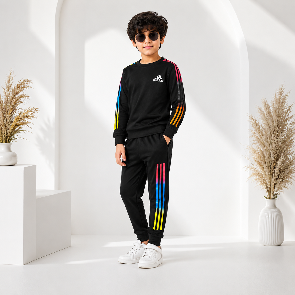 Keshnova Kids 4-Way Lycra Track Suit Set for Boys | Full Sleeve T-Shirt & Pant