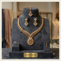 Keshnova Gold Plated American Diamond Necklace Set with Matching Earrings & Pendant for Women
