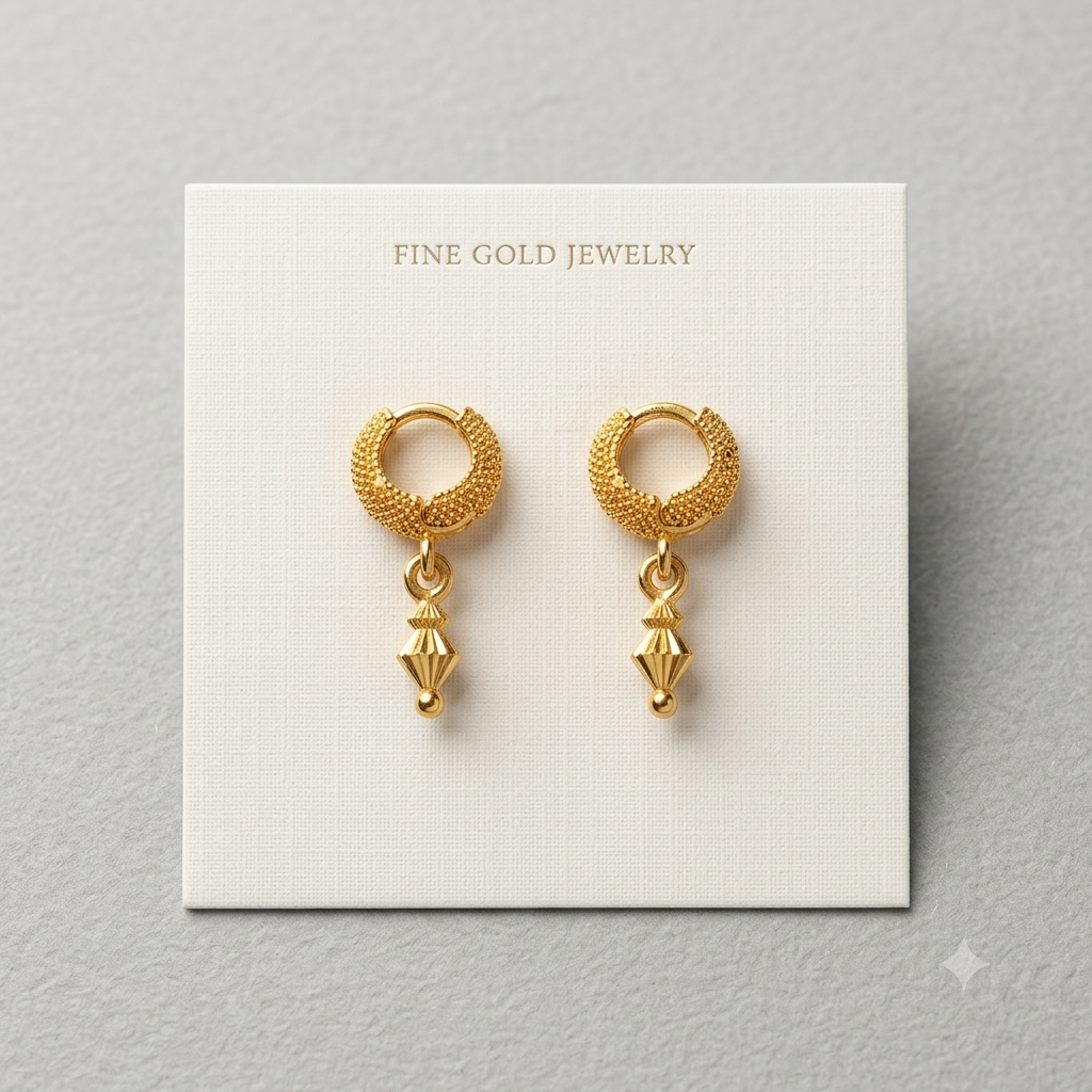 Keshnova Gold Plated Mini Hoop Drop Earrings for Women & Girls