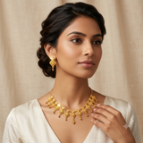 Keshnova Gold Plated Geometric Necklace Set with Matching Earrings for Women