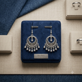 Keshnova Oxidized Silver Chandbali Drop Earrings for Women & Girls