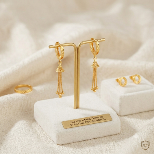 Keshnova Gold Plated Tassel Drop Hoop Earrings for Women & Girls