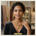 Keshnova Gold Plated American Diamond Necklace Set with Matching Earrings & Pendant for Women