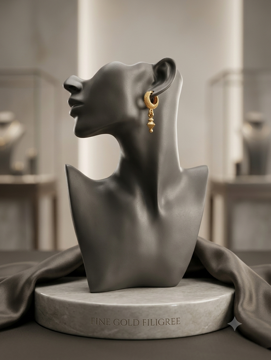 Keshnova Gold Plated Mini Hoop Drop Earrings for Women & Girls