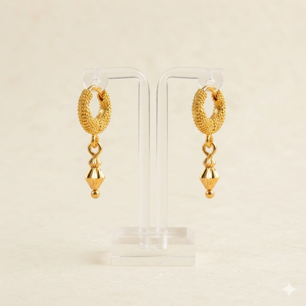 Keshnova Gold Plated Mini Hoop Drop Earrings for Women & Girls
