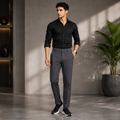 Keshnova Men's Premium Grey Slim Fit Formal Trouser with Stretch Fabric for Office & Business Wear