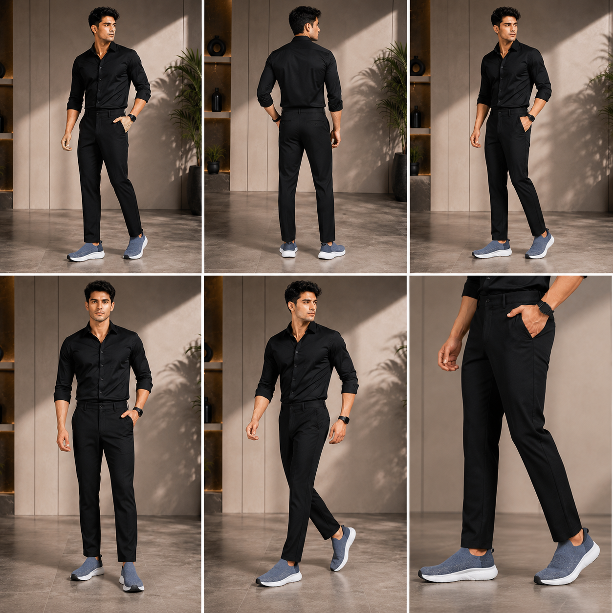 Keshnova Men's Premium Black Slim Fit Formal Trouser with Stretch Fabric for Office, Business & Formal Wear