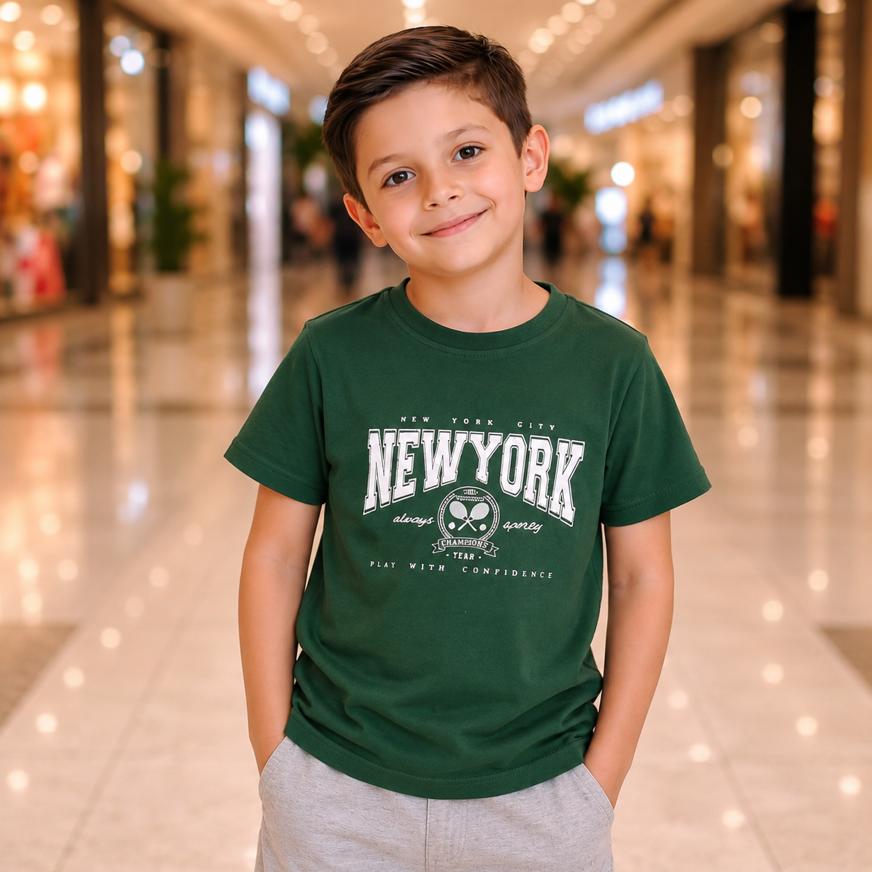 Kids Round Neck Dot Knit T-Shirt for Boys | Soft Cotton Casual Tee