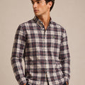Lacoste Men's Grey Burgundy Plaid Shirt - Original