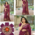 Wine Purple Lichi Silk Saree - Original