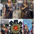 Black Soft Lichi Silk Saree - Original
