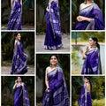 Royal Blue Organza Silk Saree - Original