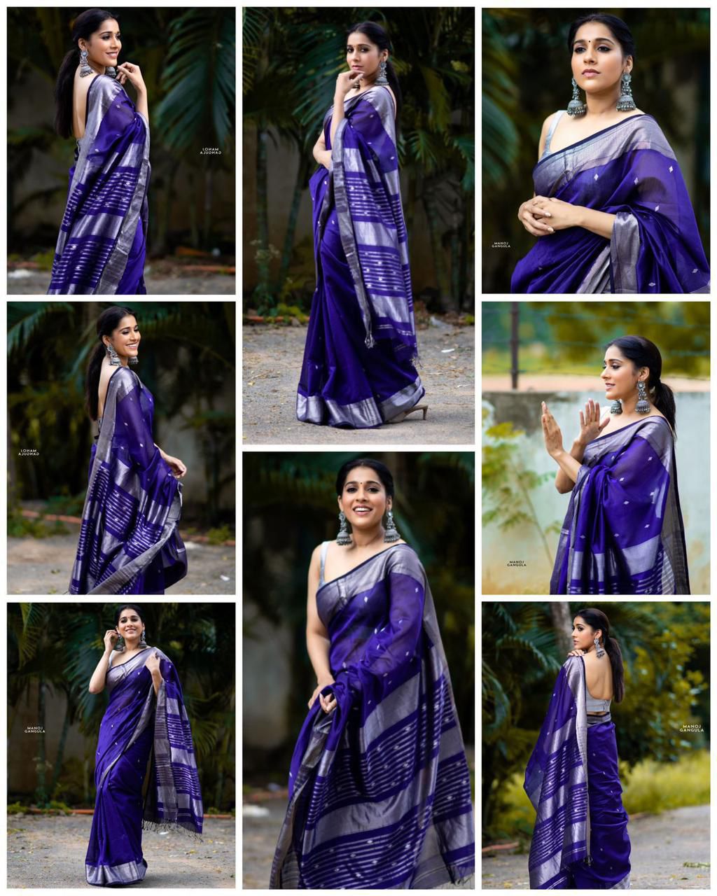 Royal Blue Organza Silk Saree - Original