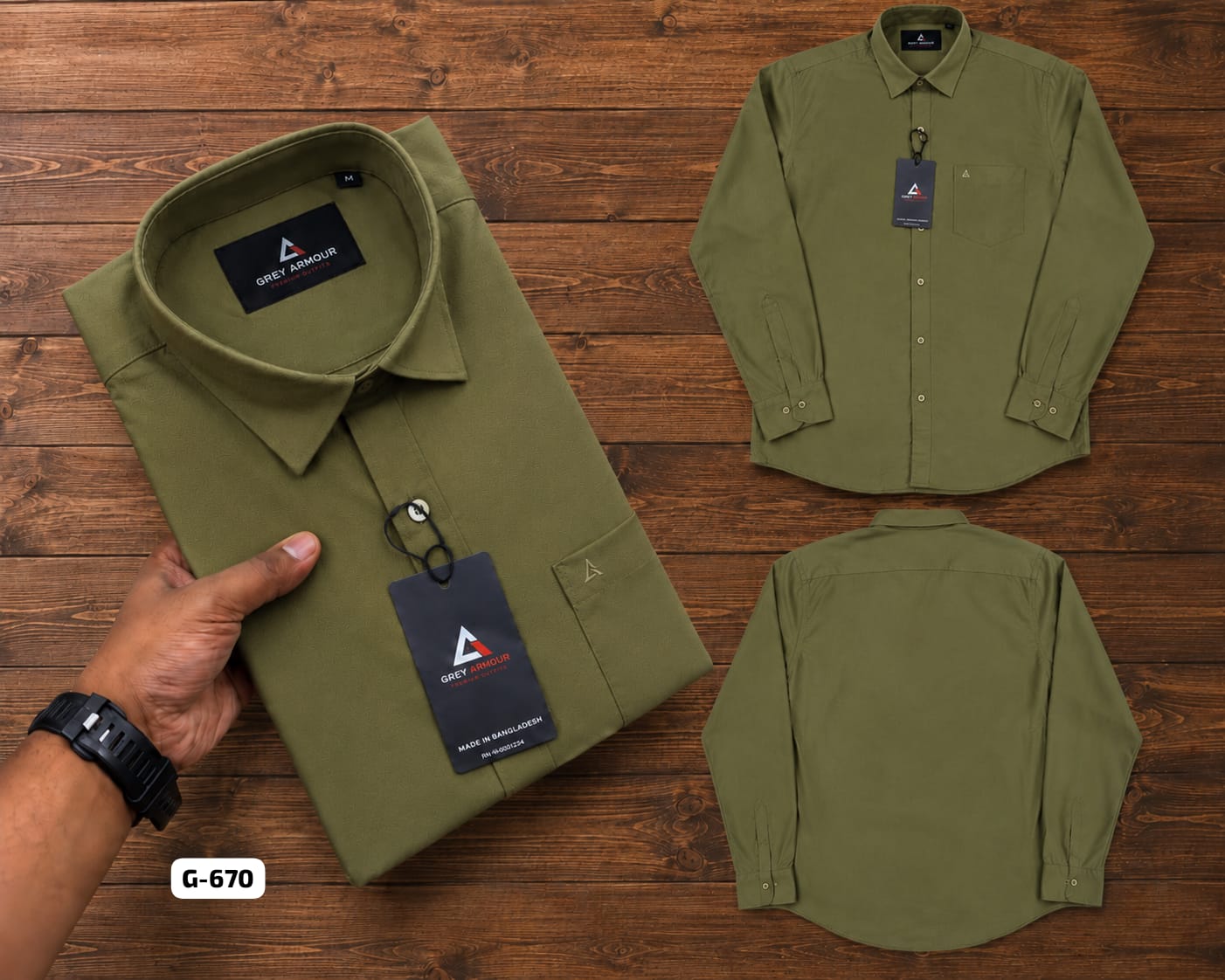 Grey Armour Olive Green Shirt - Original Product Photo