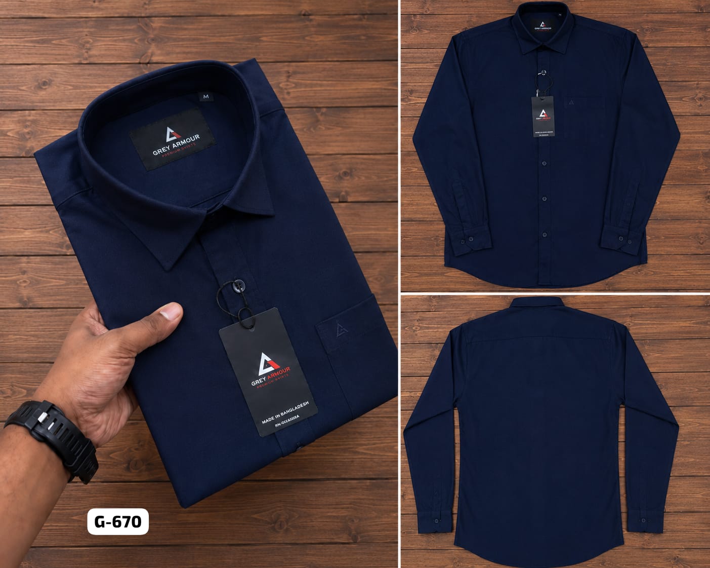Grey Armour Navy Blue Shirt - Original Product Photo