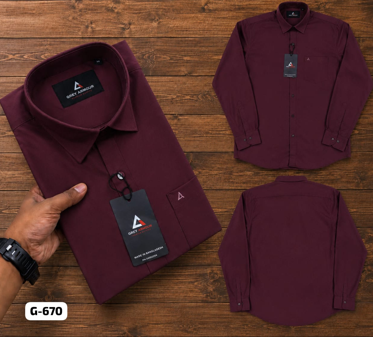 Grey Armour Maroon Shirt - Original Product Photo
