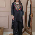 Black Peplum Plazo Pair - Model wearing full outfit