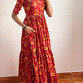 Red Floral Dress - Close up detail  |view