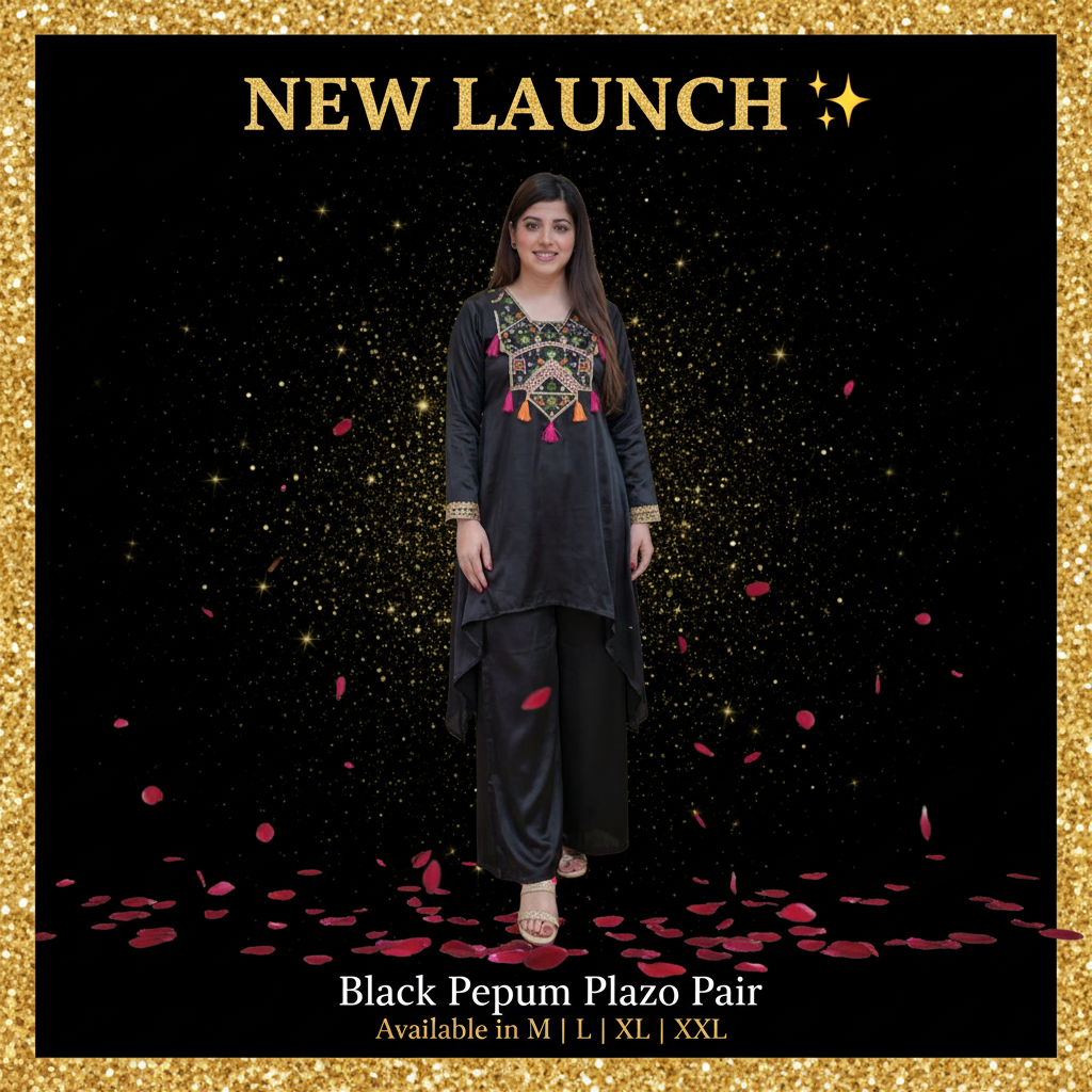 Black Peplum Plazo Pair - New Launch promotional