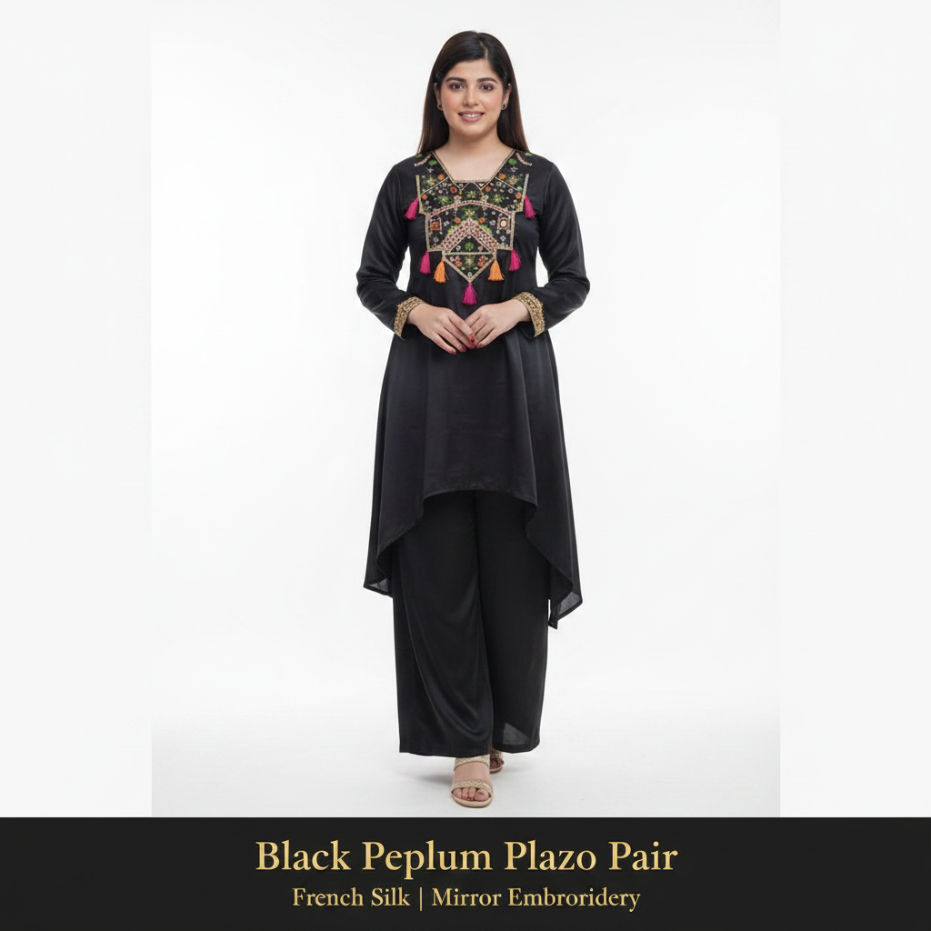 Black Peplum Plazo Pair - Hero product image