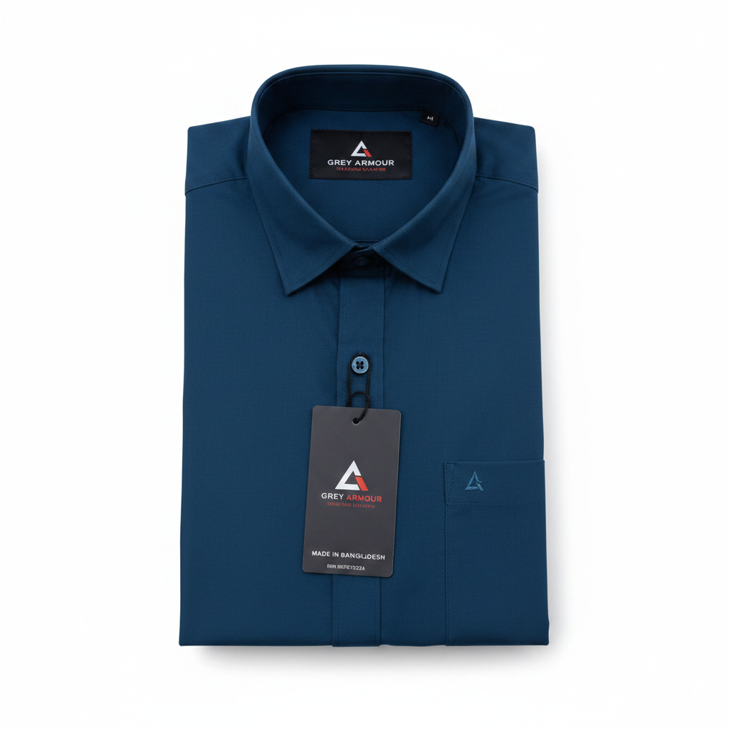 Grey Armour Teal Blue Shirt - Flat Lay White Background