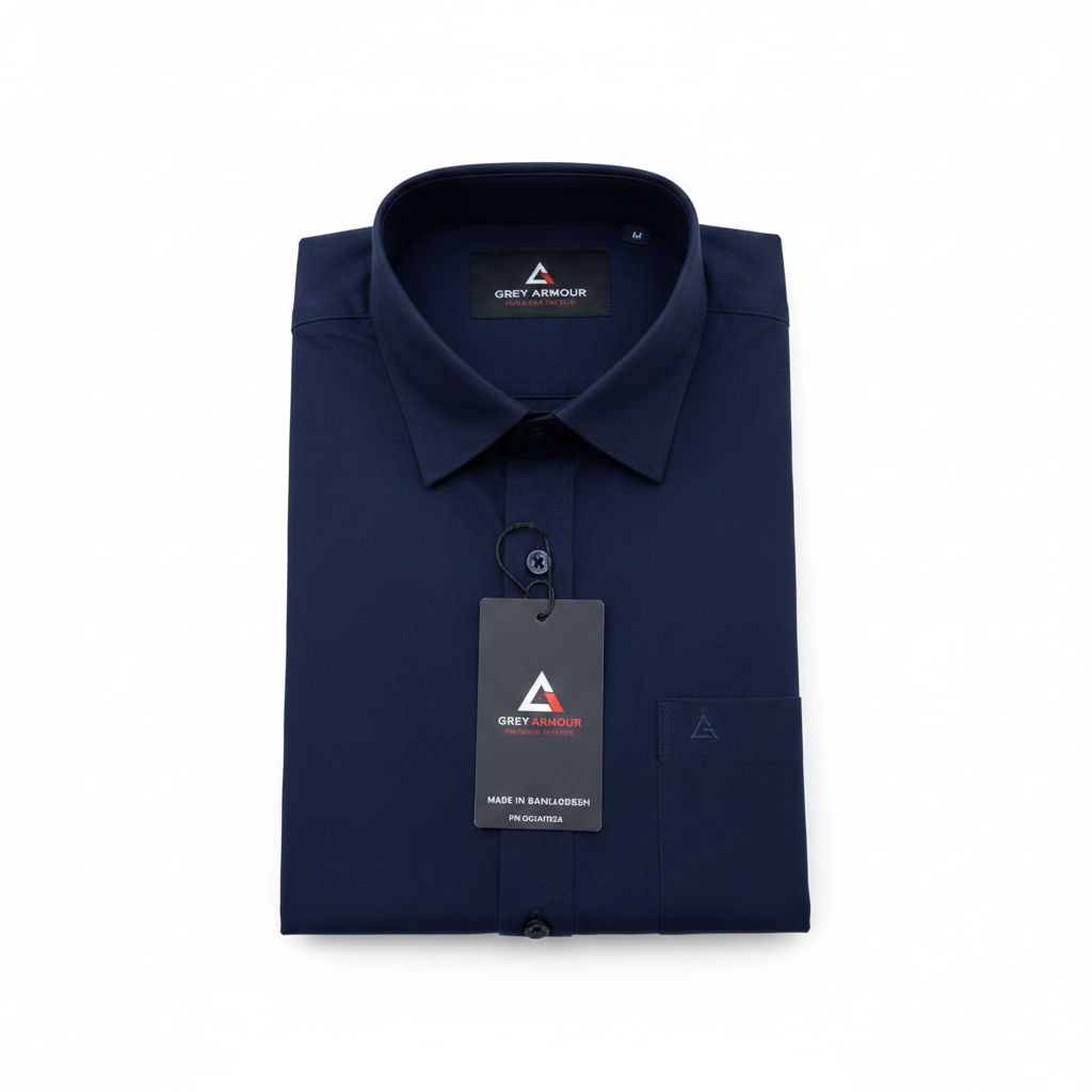 Grey Armour Navy Blue Shirt - Flat Lay White Background