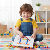 Child Playing with Mushroom Pegboard Toy - Lifestyle