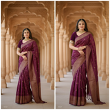 Indian Bride in Wine Purple Saree - Bridal Look