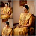 Golden Kerala Silk Saree - Candid Sitting