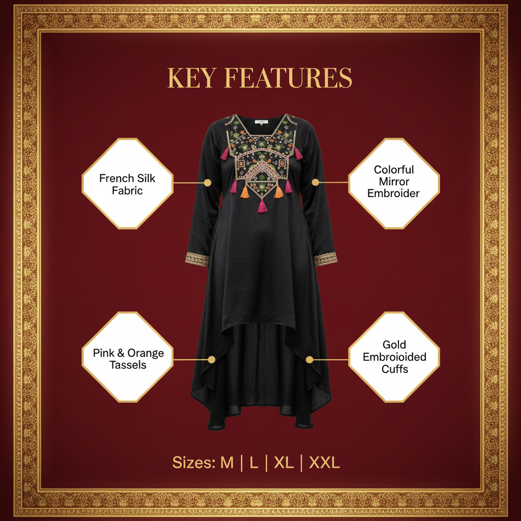 Black Peplum Plazo Pair - Key features infographic