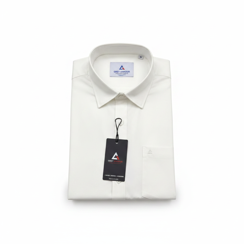 Grey Armour White Shirt - Flat Lay Clean Background