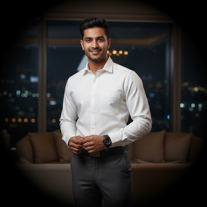 Man Wearing Grey Armour White Shirt - Stylish Lifestyle Background