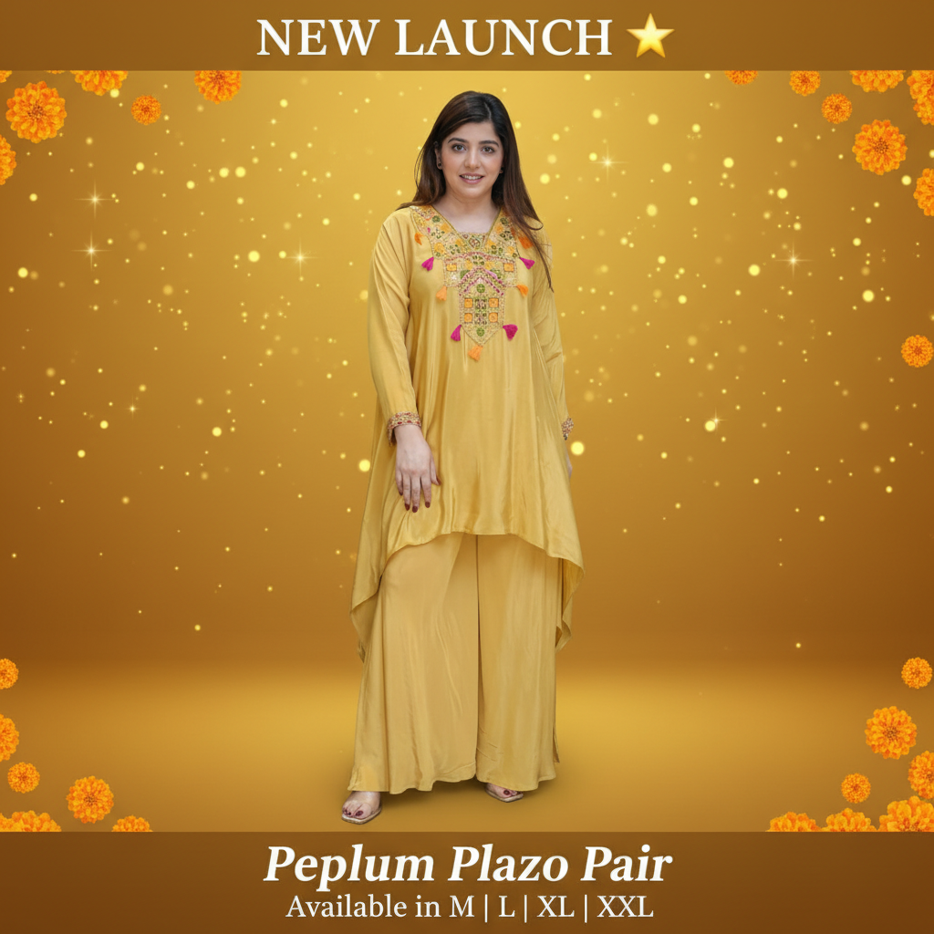Yellow Peplum Plazo Pair - New Launch promotional