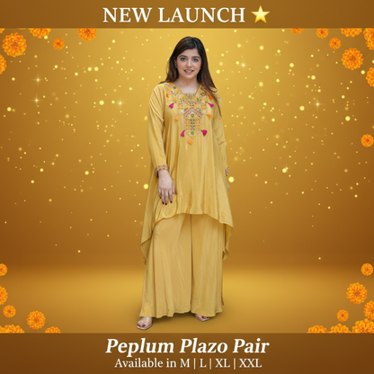 Yellow Peplum Plazo Pair - New Launch promotional