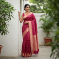Deep Pink Banarasi Saree - Full Body Standing