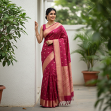 Deep Pink Banarasi Saree - Full Body Standing