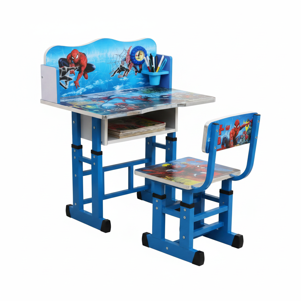 Spiderman Desk & Chair Set - Full View White Background