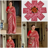 Red Banarasi Silk Saree - Beautiful Girl