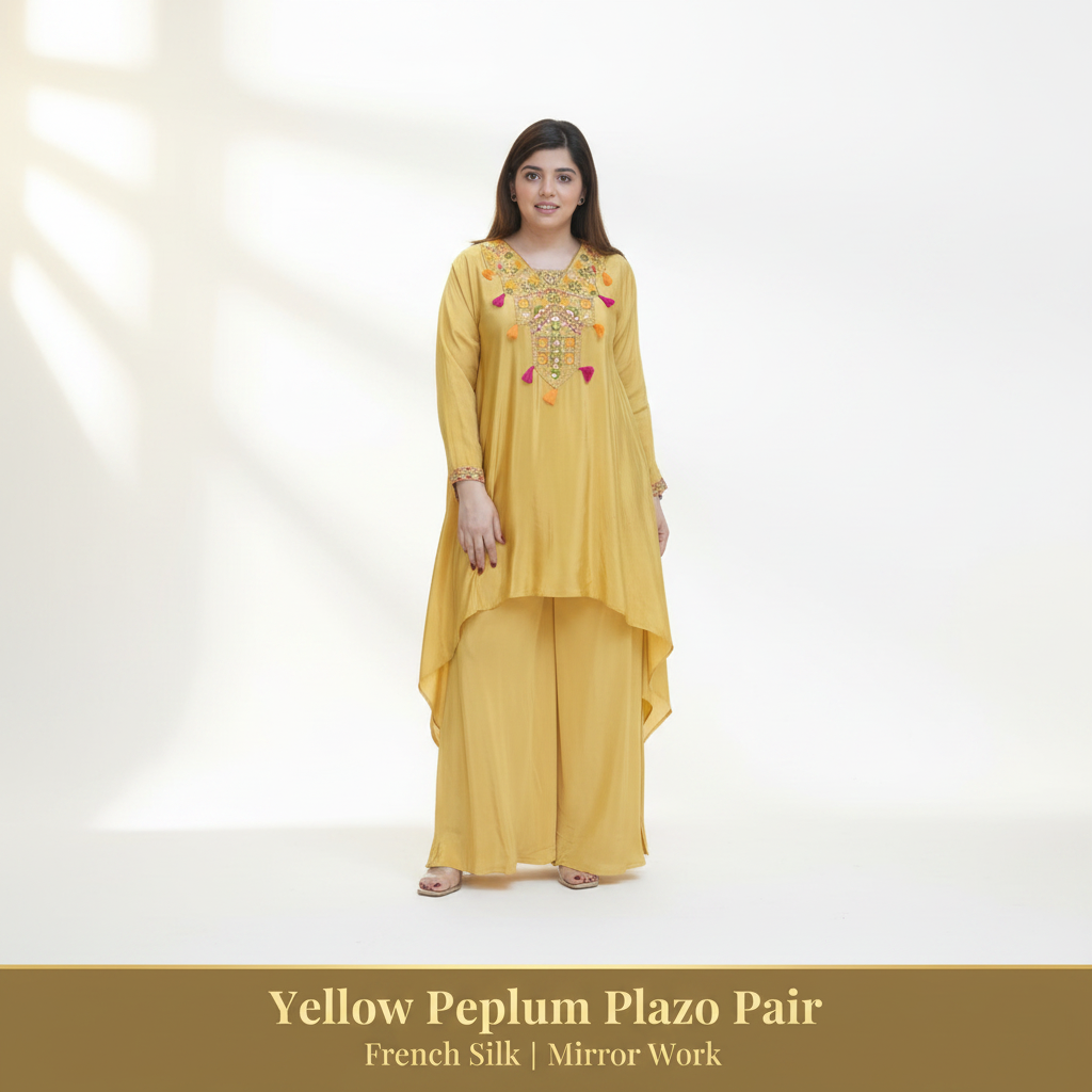 Yellow Peplum Plazo Pair - Hero product image