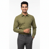 Man Wearing Grey Armour Olive Green Shirt - Lifestyle