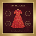 Red Floral Dress - Key features infographic
