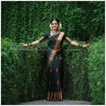 Dark Green Kanjivaram Saree - Arms Spread Pose