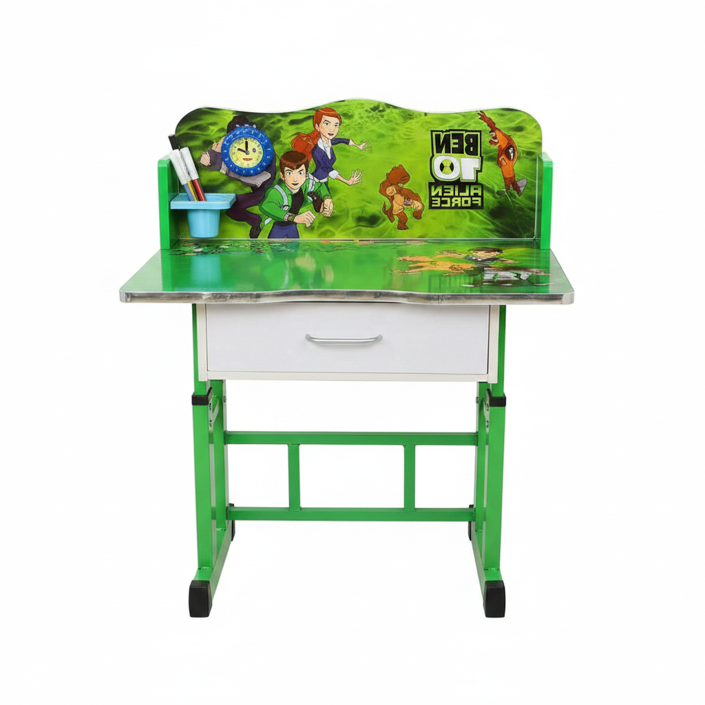 Ben 10 Study Desk - Front Detail with Bookshelf and Clock