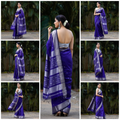 Royal Blue Organza Saree - Back Pose