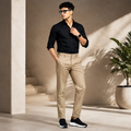Keshnova Men's Premium Beige Slim Fit Formal Trouser with Stretch Fabric for Office, Business & Formal Wear
