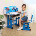 Girl sitting at Spiderman Kids Study Desk and Chair Set - Blue